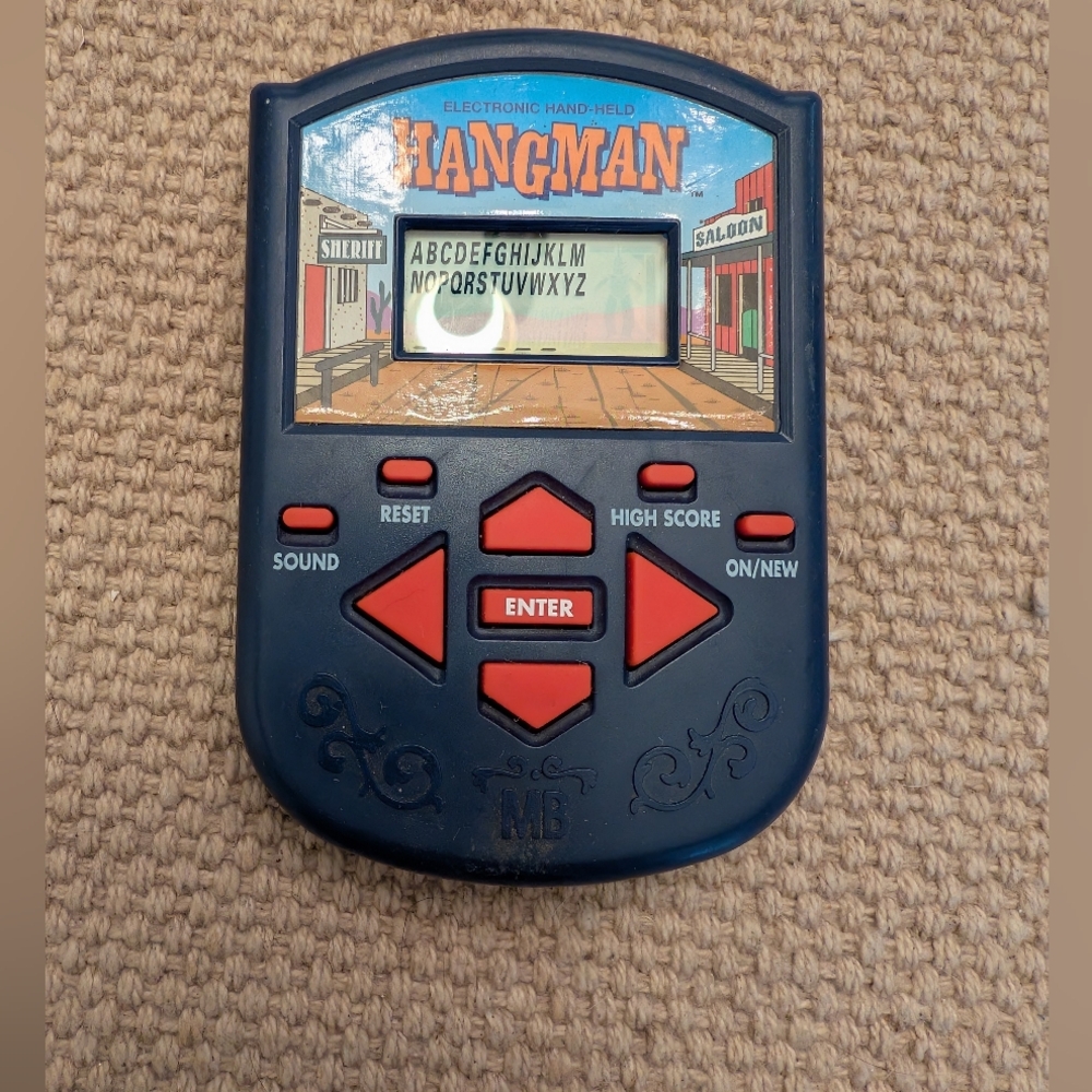 1995 Vintage Hangman Handheld Electronic Game Milton Bradley Hand Held TESTED!